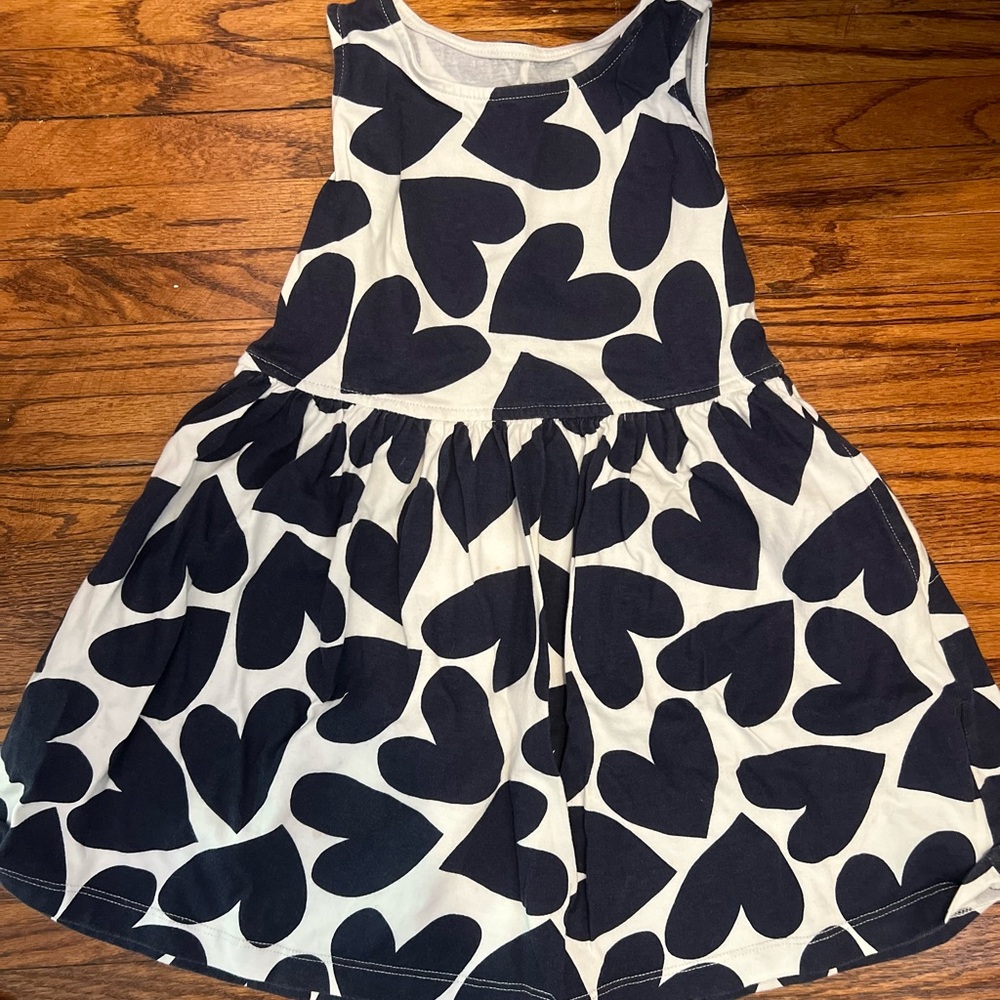 Primary Navy and White Heart Patterned Kids Dress